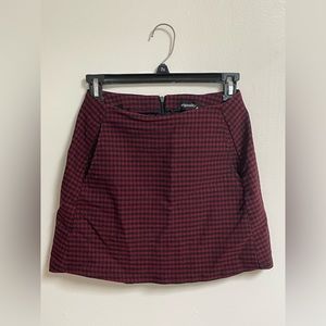 vintage dark red gingham a-line mini skirt